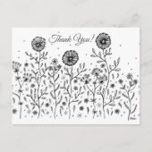 Bloemwei Line Art Dank je! Briefkaart (Voorkant)