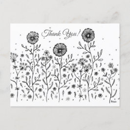 Bloemwei Lineaire Kunst Bedankt! Briefkaart