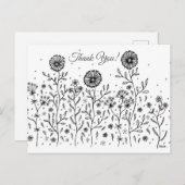 Bloemwei Lineaire Kunst Bedankt! Briefkaart (Voorkant / Achterkant)