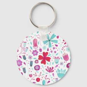 Bloemwei Waterverf Teal Sleutelhanger