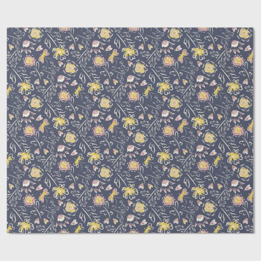 bloemwervelwind cadeaupapier (Vlak)