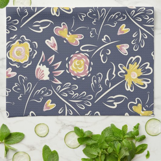 bloemwervelwind theedoek (Gevouwen)