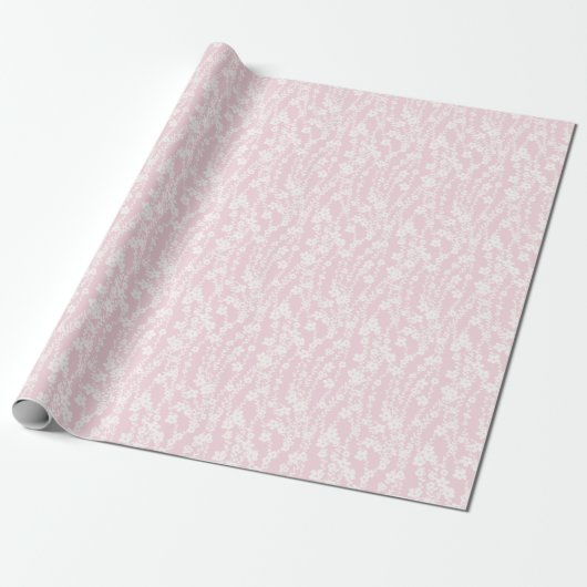 Bloemwijnstokken (roze) cadeaupapier (Uitgerold)