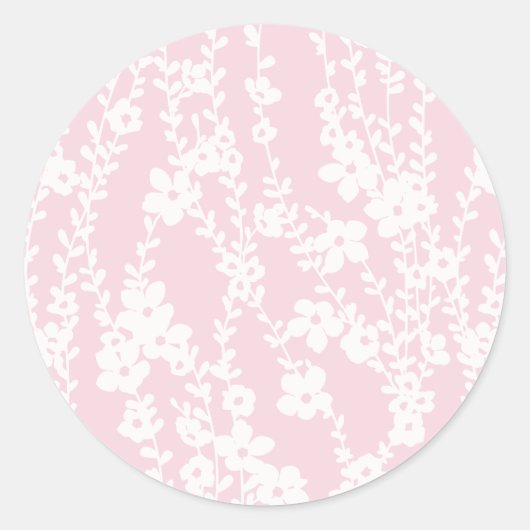 Bloemwijnstokken (roze) ronde sticker (Voorkant)
