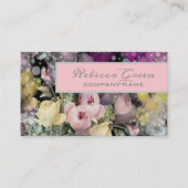 Bloemwinkel Florist waterverf roze florale bloem Visitekaartje (Voorkant)