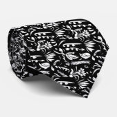 Bloemwit op zwarte achtergrond textuur kunstpatroo stropdas (Opgerold)