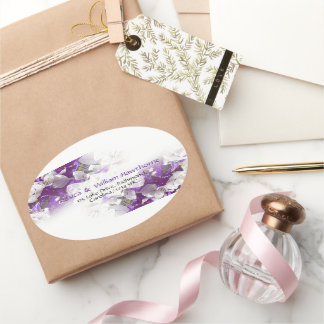 Bloemwit Paarse ovale Sticker