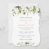 Bloemwit Romantisch groen Elegante bruiloft Kaart (Voorkant)