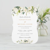 Bloemwit Romantisch groen Elegante bruiloft Kaart (Staand voorkant)