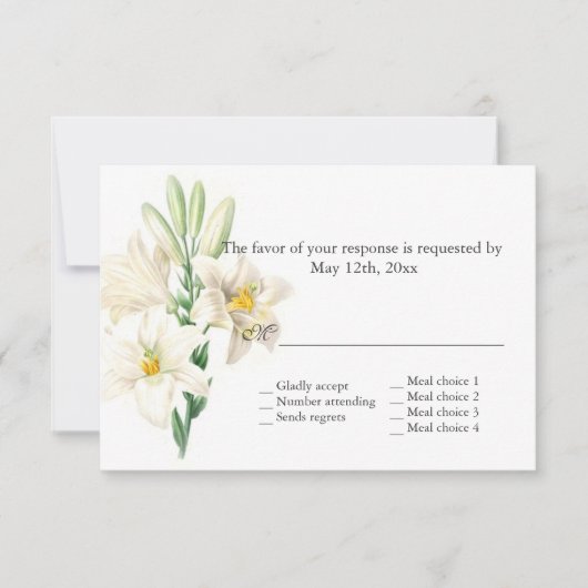  bloemwitte lierbloemen RSVP bruiloft (Voorkant)