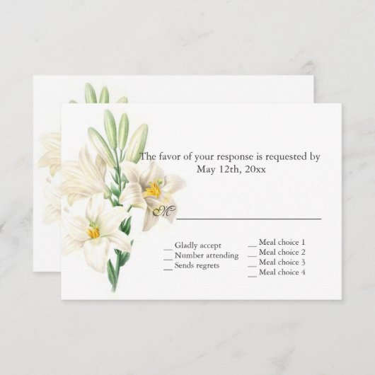  bloemwitte lierbloemen RSVP bruiloft (Voorkant / Achterkant)