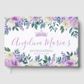 Bloemwitte Paarse Quinceanera Gastenboek (Voorkant)