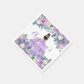 Bloemwitte Paarse Quinceanera Servet (Hoek)