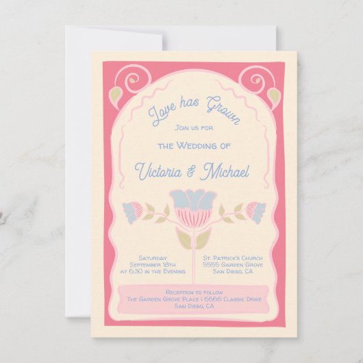 Bloemzaad Pakket Hand getrokken bruiloft Kaart (Voorkant)