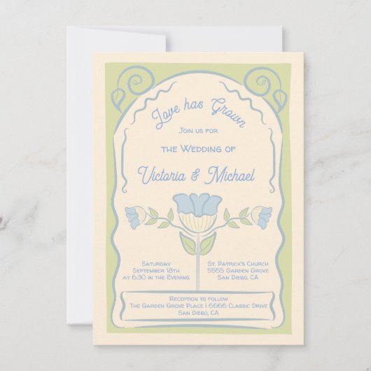 Bloemzaad Pakket Hand getrokken bruiloft uitnodigi Kaart (Voorkant)