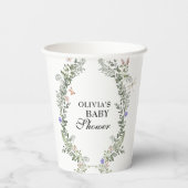 Bloemzacht groen weelderig genderneutraal Baby sho Papieren Bekers (Achterkant)