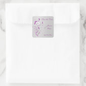 Bloemzilver paarse, vlinder Save the Date Vierkante Sticker (Tas)