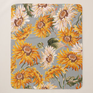 Bloemzonnebloemen zijn prachtig, naadloos vlekje sherpa deken