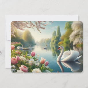 Bloemzwanenmeerveer kunstwerk feestdagenkaart