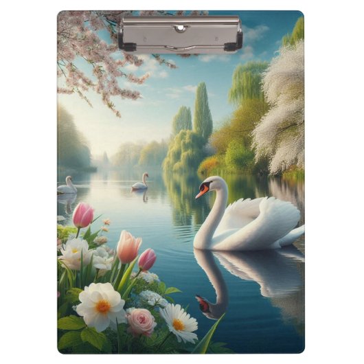 Bloemzwanenmeerveer kunstwerk klembord (Voorkant)
