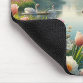 Bloemzwanenmeerveer kunstwerk muismat (Hoek)