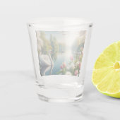 Bloemzwanenmeerveer kunstwerk shot glas (Achterkant)