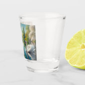 Bloemzwanenmeerveer kunstwerk shot glas (Rechts)