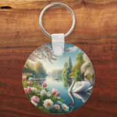 Bloemzwanenmeerveer kunstwerk sleutelhanger (Voorkant)