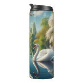 Bloemzwanenmeerveer kunstwerk thermosbeker (Geroteerd rechts)