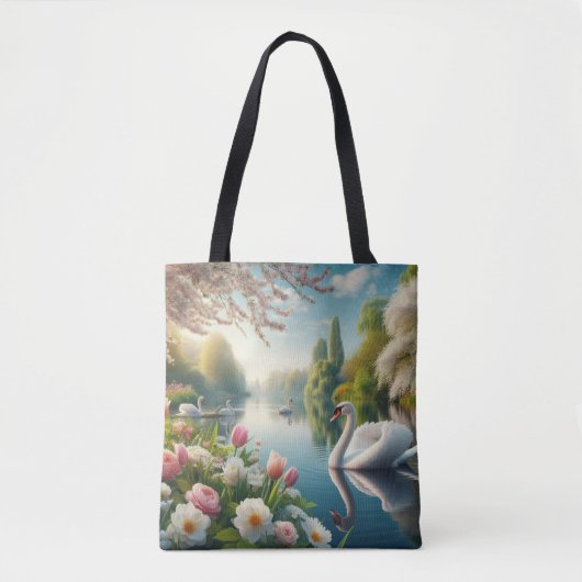 Bloemzwanenmeerveer kunstwerk tote bag (Voorkant)