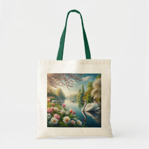 Bloemzwanenmeerveer kunstwerk tote bag
