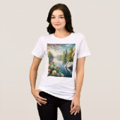 Bloemzwanenmeerveer kunstwerk Tri-Blend shirt (Voorkant volledig)