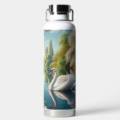 Bloemzwanenmeerveer kunstwerk waterfles (Achterkant)
