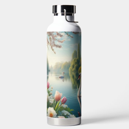 Bloemzwanenmeerveer kunstwerk waterfles (Links)