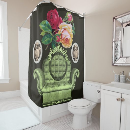  bloemzwart douchegordijn (In situ)