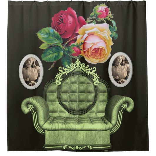  bloemzwart douchegordijn (Voorkant)