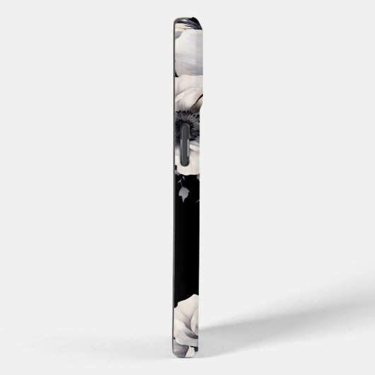 Bloemzwart-wit monogram Case-Mate iPhone case (Achterkant / Rechts)