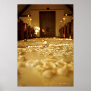 Bloerbladen op de vloer van de kerk poster