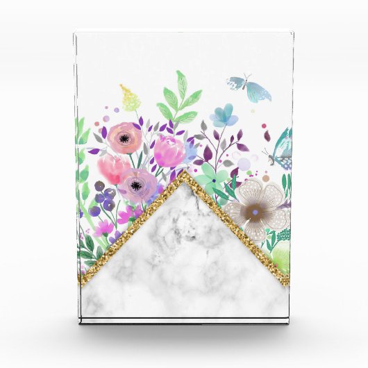 Bloerklep | Minimale goudbloemen Fotoblokken (Voorkant)