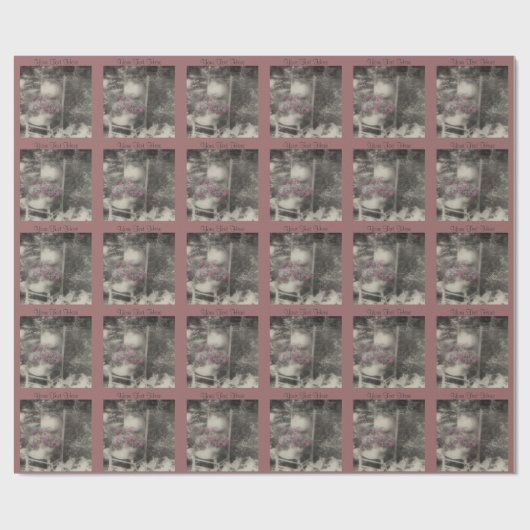 Bloertuin in zwart-wit cadeaupapier (Vlak)