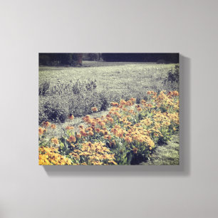 Bloertuin in zwart-wit canvas afdruk