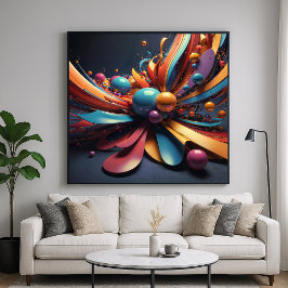 Bloesem - Abstracte 3D-renderkunststijl Poster