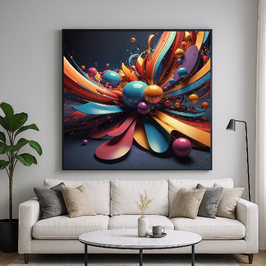 Bloesem - Abstracte 3D-renderkunststijl Poster