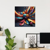 Bloesem - Abstracte 3D-renderkunststijl Poster (Thuiskantoor)