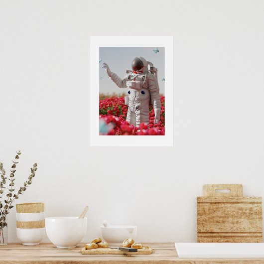 Bloesem & Astronaut Poster (Keuken)