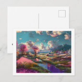 Bloesem Bomen in Landschap, Briefkaart (Voorkant / Achterkant)