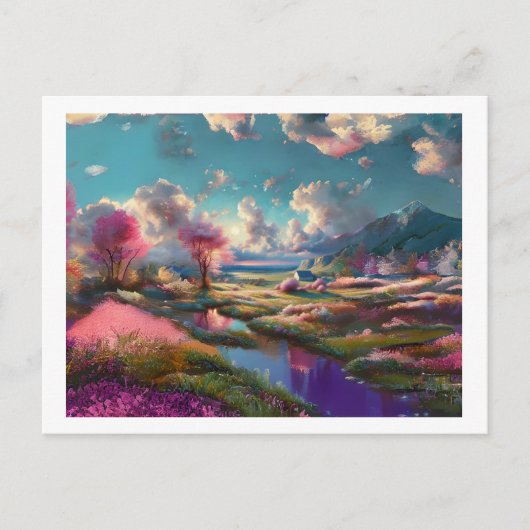 Bloesem Bomen in Landschap, Briefkaart (Voorkant)