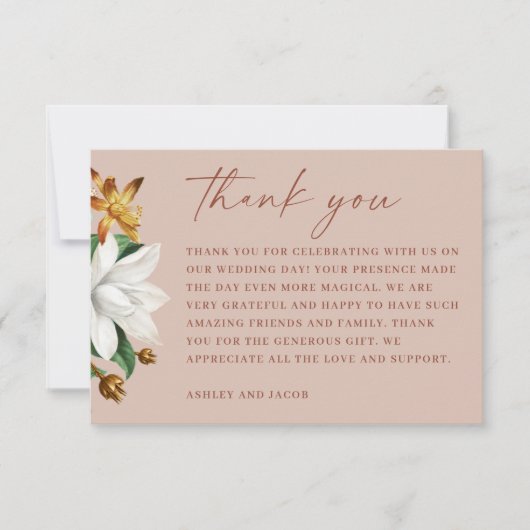 Bloesem  camellia. Bleek roze bloemenbruiloft Bedankkaart (Voorkant)