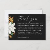 Bloesem  camellia. Zwarte bloemenbruiloft Bedankkaart (Voorkant)