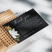 Bloesem  camellia. Zwarte bloemenbruiloft Bedankkaart